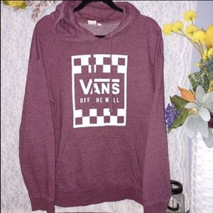 Women's Xl VANS Off The Wall burgundy/Red White Hooded Sweatshirt
